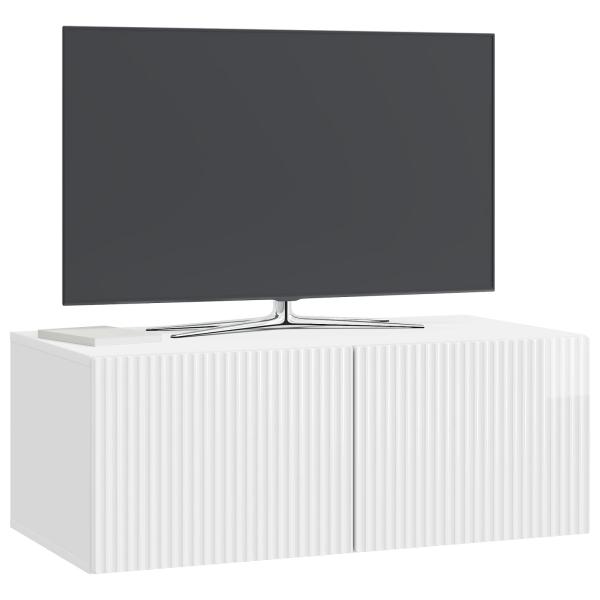 Wandmontierter TV-Schrank 78,5 x 41 x 30 cm Hochglanz Weiß