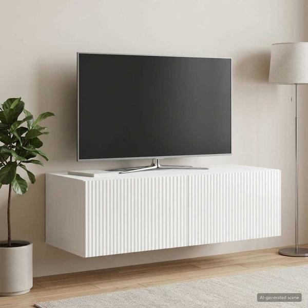 ARDEBO.de - Wandmontierter TV-Schrank 98 x 41 x 30 cm Hochglanz Weiß