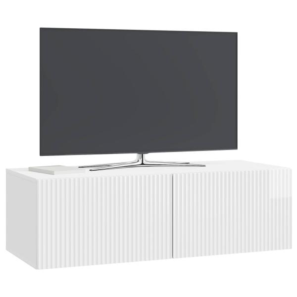 Wandmontierter TV-Schrank 98 x 41 x 30 cm Hochglanz Weiß