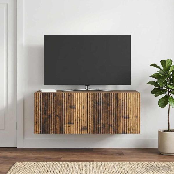 ARDEBO.de - Wandmontierter TV-Schrank 78,5 x 31 x 30 cm Altholz