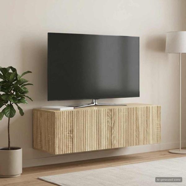 Wandmontierter TV-Schrank 98 x 31 x 30 cm Sonoma-Eiche