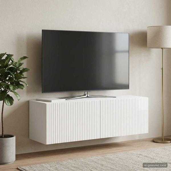 Wandmontierter TV-Schrank 98 x 31 x 30 cm Hochglanz Weiß
