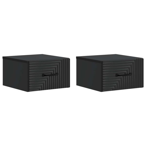 Wandmontierter Nachttisch 2 Stk. Schwarz 34,5 x 33 x 20 cm