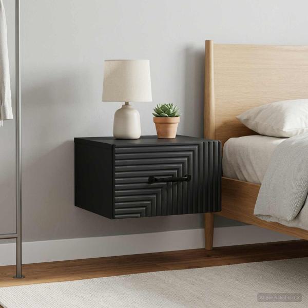 Wandmontierter Nachttisch 2 Stk. Schwarz 34,5 x 33 x 20 cm