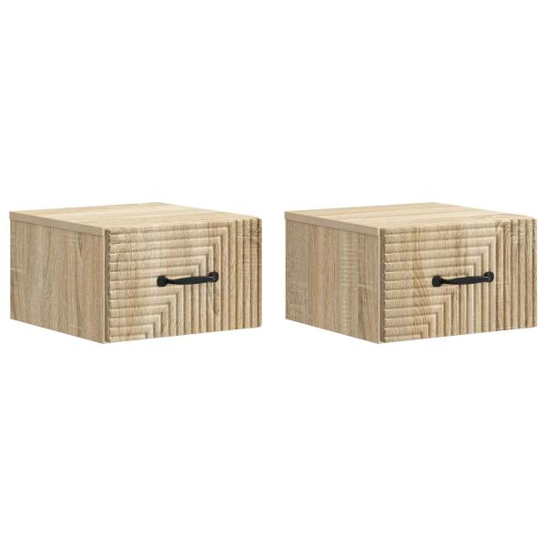 Wandmontierter Nachttisch 2 Stk. Sonoma-Eiche 34,5 x 33 x 20 cm