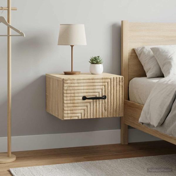 Wandmontierter Nachttisch 2 Stk. Sonoma-Eiche 34,5 x 33 x 20 cm