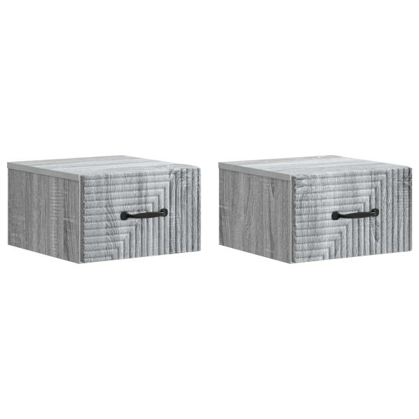 Wandmontierter Nachttisch 2 Stk. Sonoma-Grau 34,5 x 33 x 20 cm