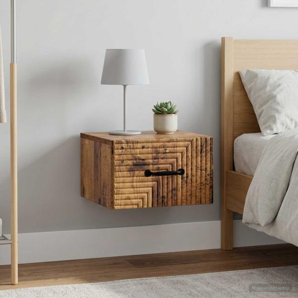 ARDEBO.de - Wandmontierter Nachttisch 2 Stk. Altholz 34,5 x 33 x 20 cm