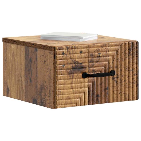 Wandmontierter Nachttisch 2 Stk. Altholz 34,5 x 33 x 20 cm