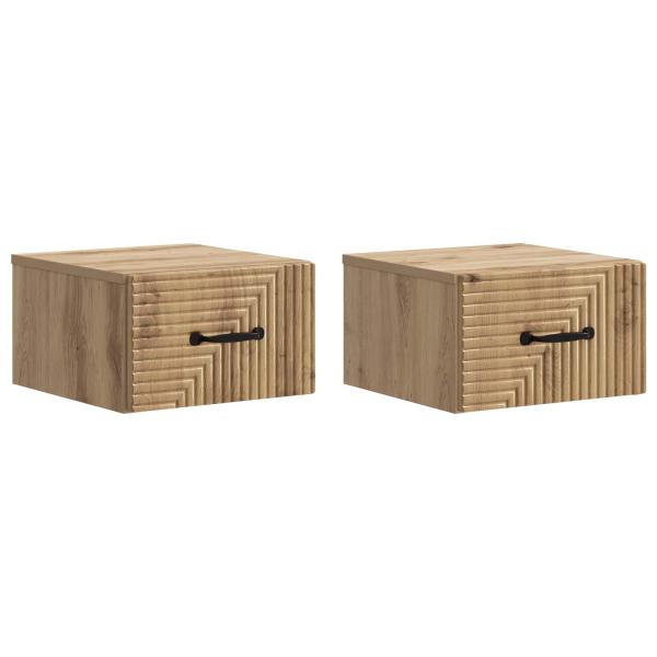 Wandmontierter Nachttisch 2 stk. Artisan-Eiche