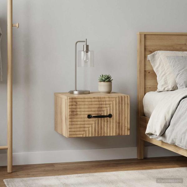 Wandmontierter Nachttisch 2 stk. Artisan-Eiche