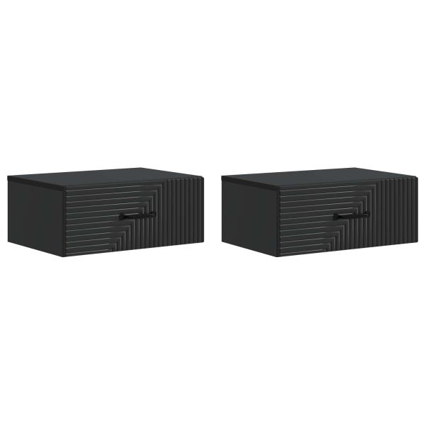 Wandmontierter Nachttisch 2 Stk. Schwarz 49 x 34,5 x 20 cm