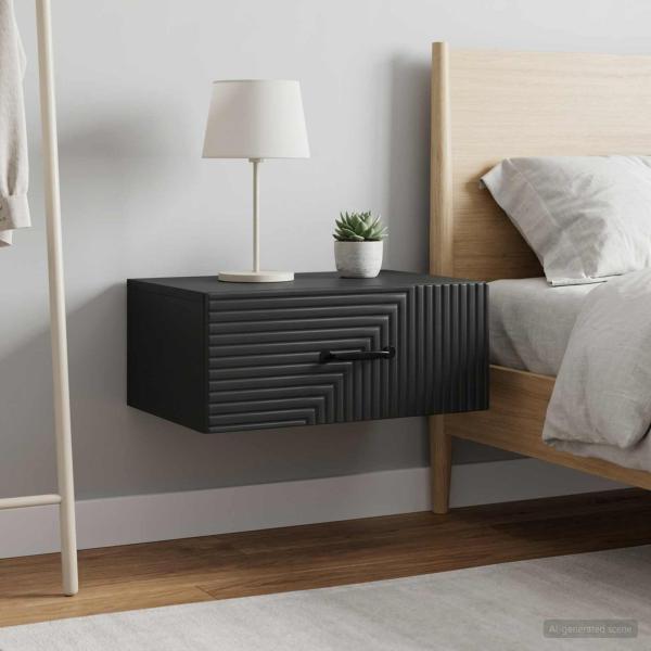 Wandmontierter Nachttisch 2 Stk. Schwarz 49 x 34,5 x 20 cm