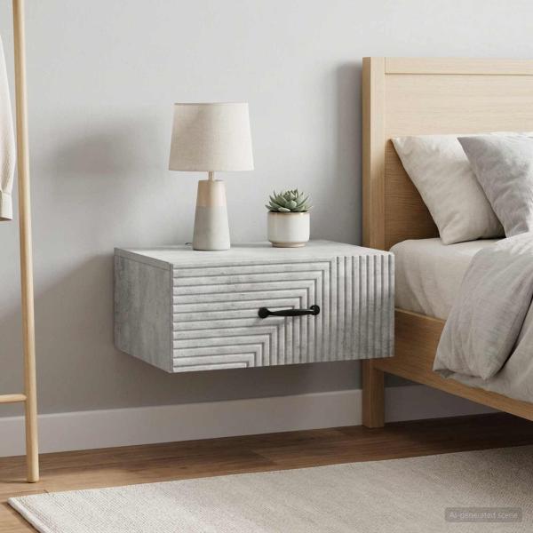 ARDEBO.de - Wandmontierter Nachttisch 2 Stk. Betongrau 49 x 34,5 x 20 cm