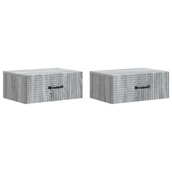 Wandmontierter Nachttisch 2 Stk. Sonoma-Grau 49 x 34,5 x 20 cm
