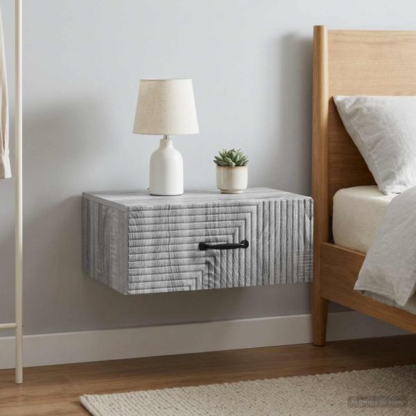 Wandmontierter Nachttisch 2 Stk. Sonoma-Grau 49 x 34,5 x 20 cm