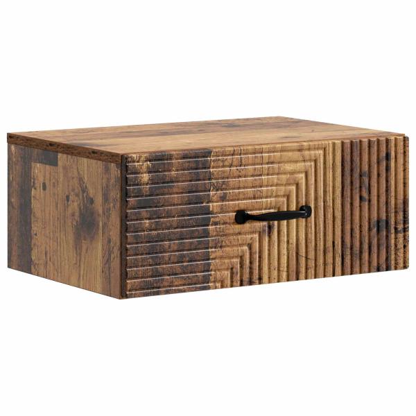 Wandmontierter Nachttisch Altholz 49 x 34,5 x 20 cm
