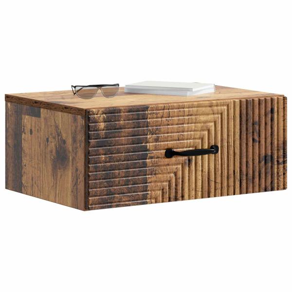 Wandmontierter Nachttisch Altholz 49 x 34,5 x 20 cm