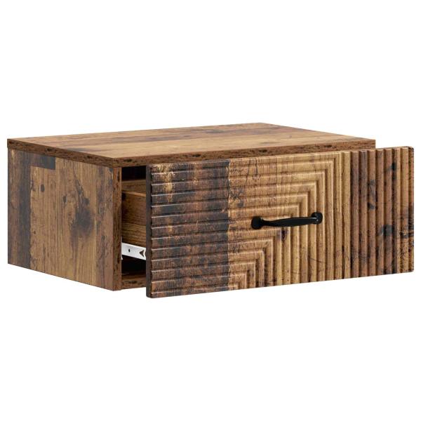 Wandmontierter Nachttisch Altholz 49 x 34,5 x 20 cm