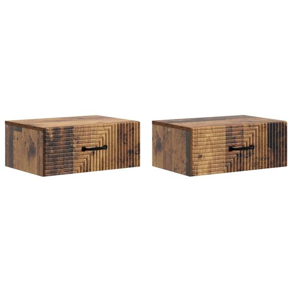 Wandmontierter Nachttisch 2 Stk. Altholz 49 x 34,5 x 20 cm