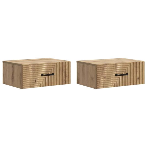 Wandmontierter Nachttisch 2 stk. Artisan-Eiche
