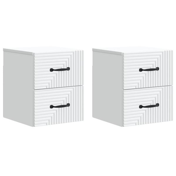 Wandmontierter Nachttisch 2 stk. Weiß 34,5 x 33 x 40 cm