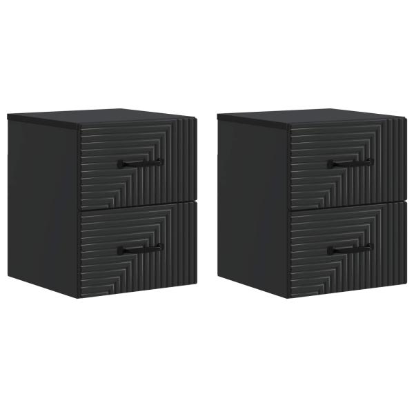 Wandmontierter Nachttisch 2 stk. Schwarz 34,5 x 33 x 40 cm
