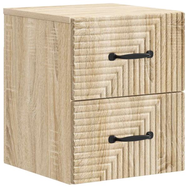 Wandmontierter Nachttisch 2 stk. Sonoma-Eiche 34,5 x 33 x 40 cm