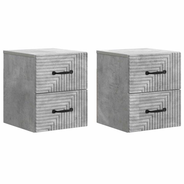 Wandmontierter Nachttisch 2 stk. Betongrau 34,5 x 33 x 40 cm