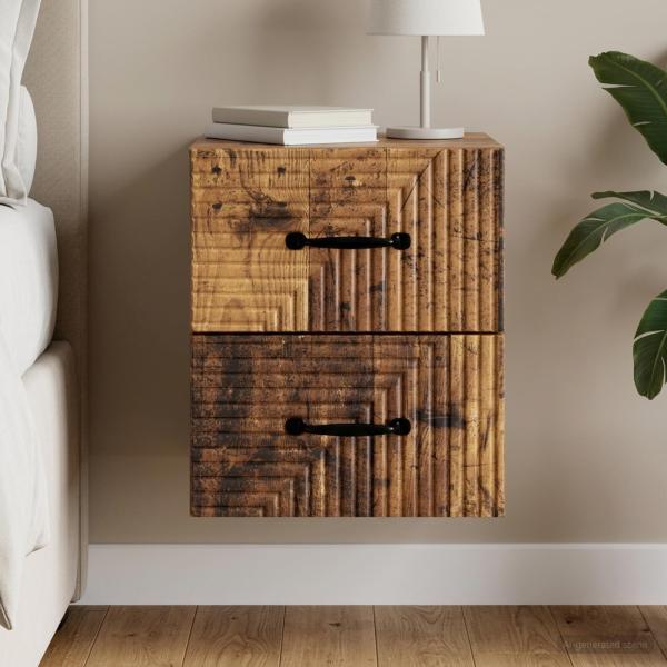 ARDEBO.de - Wandmontierter Nachttisch Altholz 34,5 x 33 x 40 cm