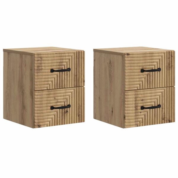 Wandmontierter Nachttisch 2 stk. Artisan-Eiche