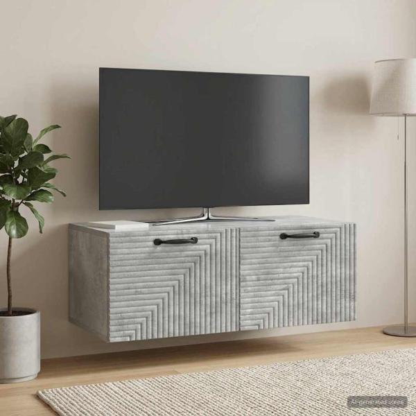 Wandmontierter TV-Schrank Betongrau 78,5 x 41 x 30 cm