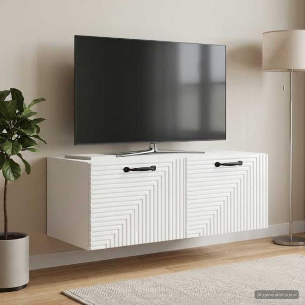 ARDEBO.de - Wandmontierter TV-Schrank Hochglanz Weiß 78,5 x 41 x 30 cm