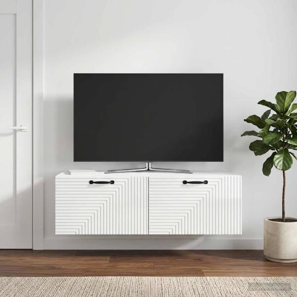 ARDEBO.de - Wandmontierter TV-Schrank Hochglanz Weiß 98 x 41 x 30 cm