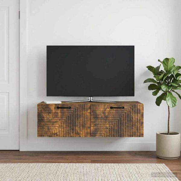 ARDEBO.de - Wandmontierter TV-Schrank Geräucherte Eiche 98 x 41 x 30 cm