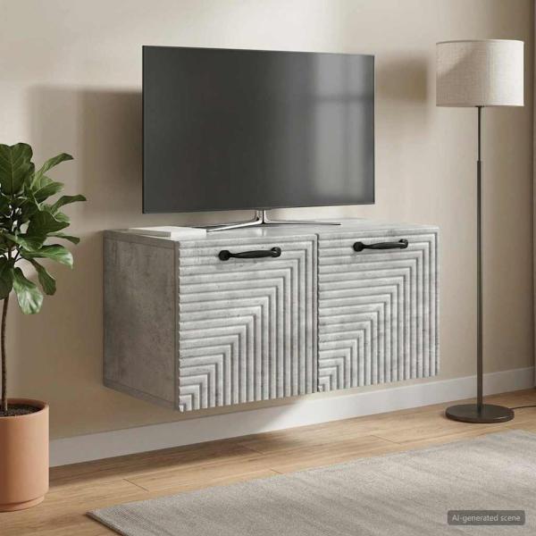 Wandmontierter TV-Schrank Betongrau 59,5 x 31 x 30 cm