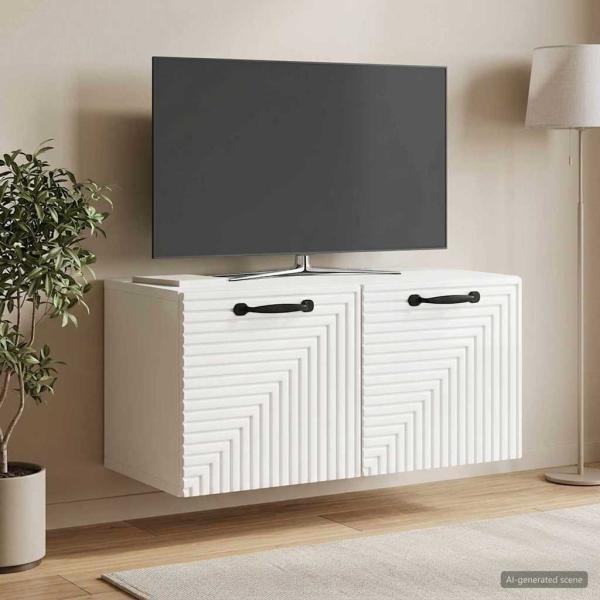 ARDEBO.de - Wandmontierter TV-Schrank Hochglanz Weiß 59,5 x 31 x 30 cm