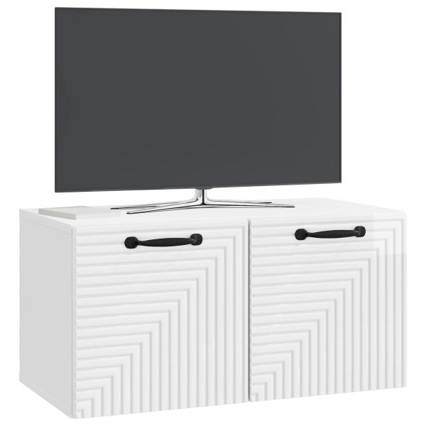 Wandmontierter TV-Schrank Hochglanz Weiß 59,5 x 31 x 30 cm