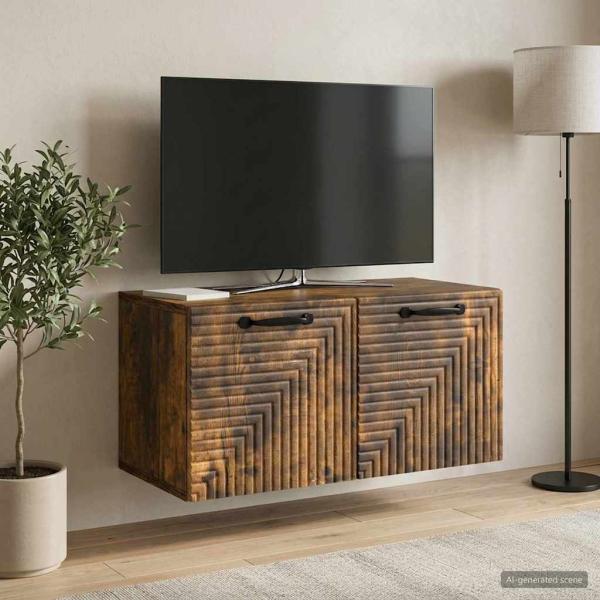 ARDEBO.de - Wandmontierter TV-Schrank Geräucherte Eiche 59,5 x 31 x 30 cm