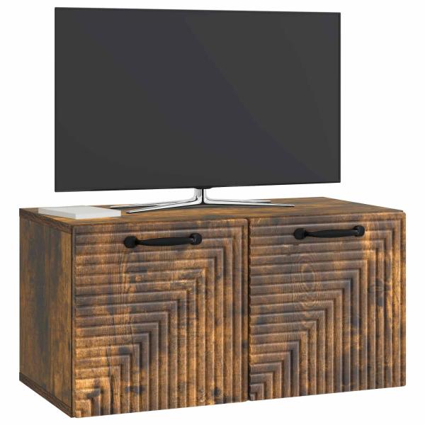 Wandmontierter TV-Schrank Geräucherte Eiche 59,5 x 31 x 30 cm