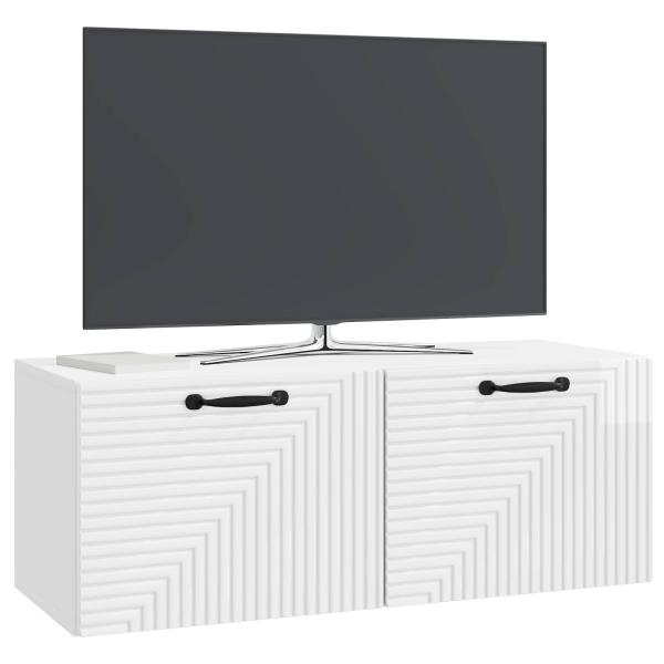 Wandmontierter TV-Schrank Hochglanz Weiß 78,5 x 31 x 30 cm
