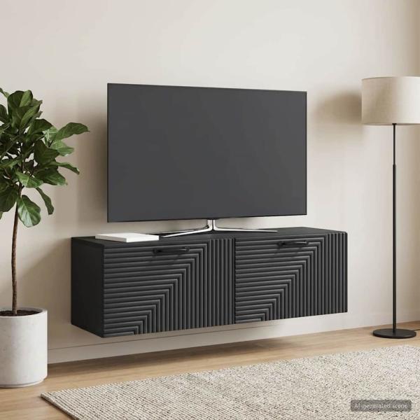 ARDEBO.de - Wandmontierter TV-Schrank Schwarz 98 x 31 x 30 cm Holzwerkstoff