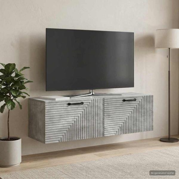 ARDEBO.de - Wandmontierter TV-Schrank Betongrau 98 x 31 x 30 cm
