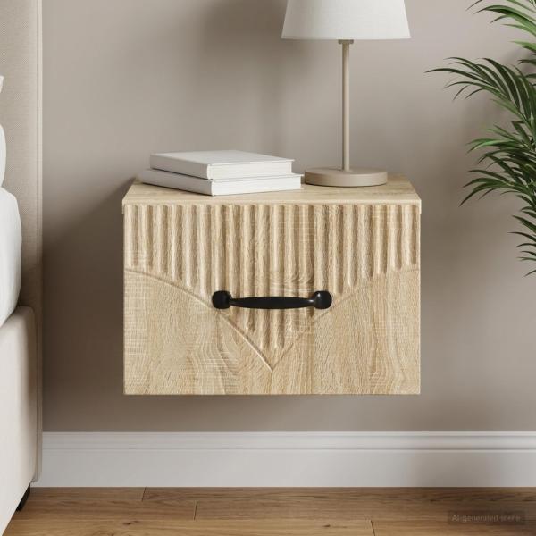 ARDEBO.de - Wandmontierter Nachttisch Sonoma-Eiche 34,5 x 33 x 20 cm