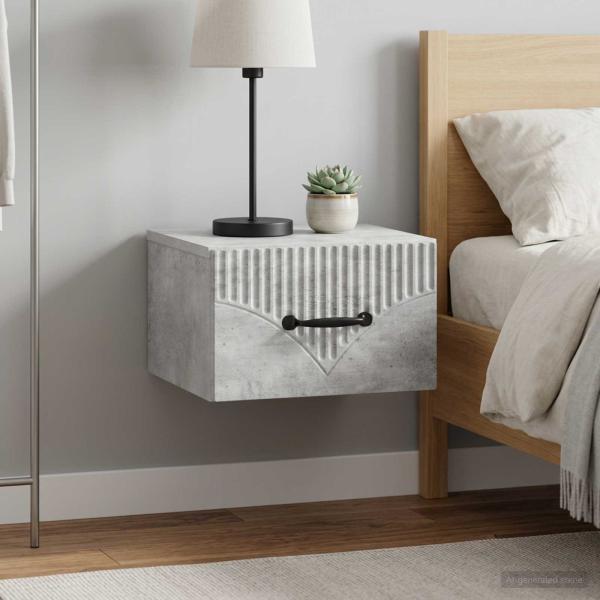 ARDEBO.de - Wandmontierter Nachttisch 2 stk. Betongrau 34,5 x 33 x 20 cm