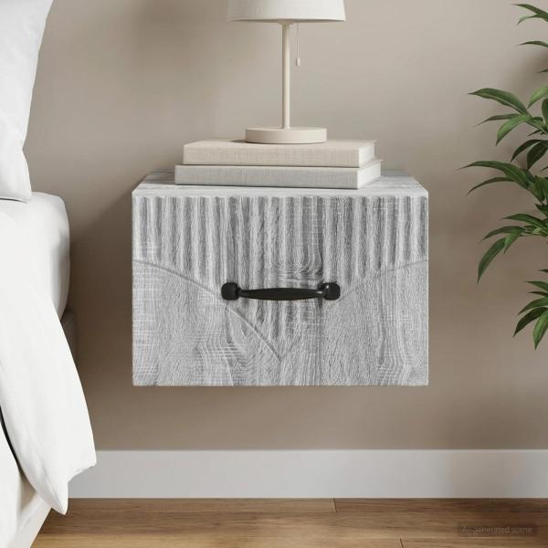ARDEBO.de - Wandmontierter Nachttisch Graues Sonoma 34,5 x 33 x 20 cm