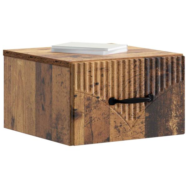 Wandmontierter Nachttisch 2 stk. Altholz 34,5 x 33 x 20 cm