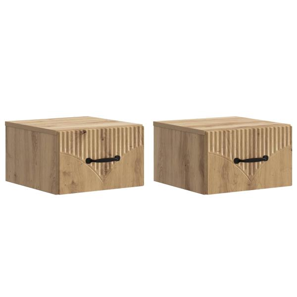 Wandmontierter Nachttisch 2 stk. Artisan-Eiche