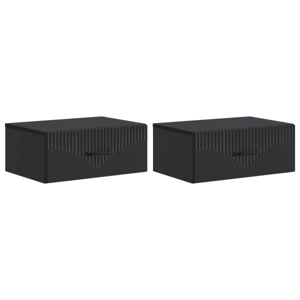 Wandmontierter Nachttisch 2 stk. Schwarz 49 x 34,5 x 20 cm