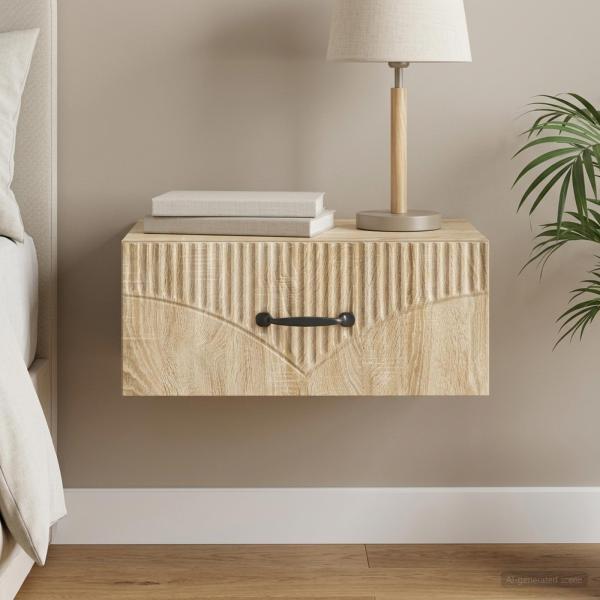 ARDEBO.de - Wandmontierter Nachttisch Sonoma-Eiche 49 x 34,5 x 20 cm